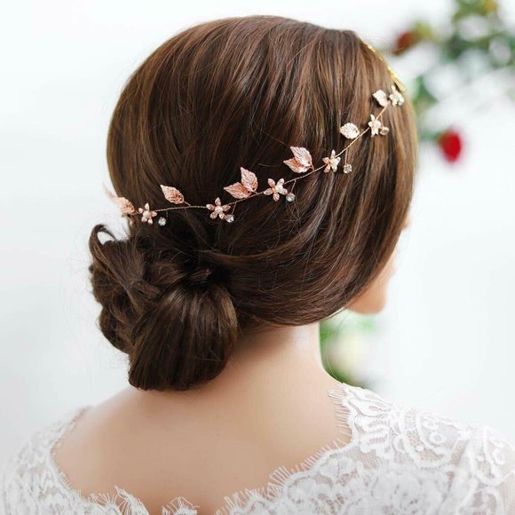 Yean Accessories - Bride Wedding Hair Vine Headband Gold Leaf Bridal